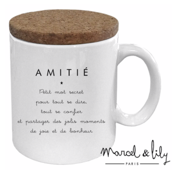 MUG COUVERCLE EN LIÈGE "AMITIÉ"