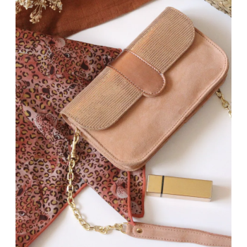 Portefeuille / Sac Harold en cuir - doré, pampa, croco mint