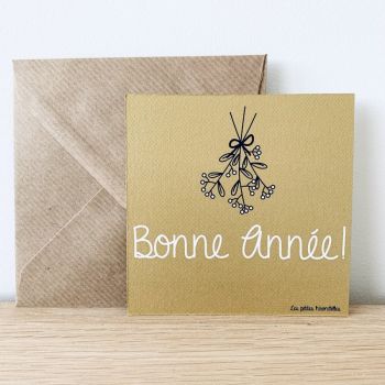 Carte carrée et son enveloppe - Bonne Année doré