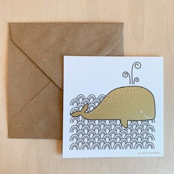Carte carrée et son enveloppe - Baleine