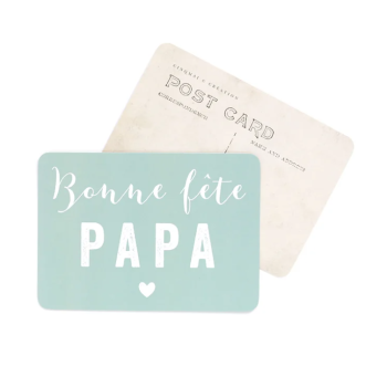 Carte postale BONNE FÊTE PAPA - gris ardoise / vert menthe