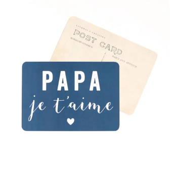 CARTE POSTALE PAPA JE T'AIME / bleu nuit / ardoise