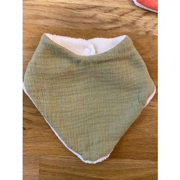 Bavoir bandana en éponge de bambou et coton - Vert d'eau