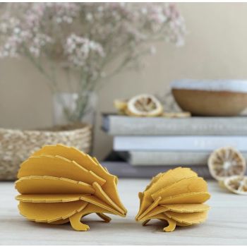 Hérisson LOVI en bois 11 cm, jaune, 3D à assembler