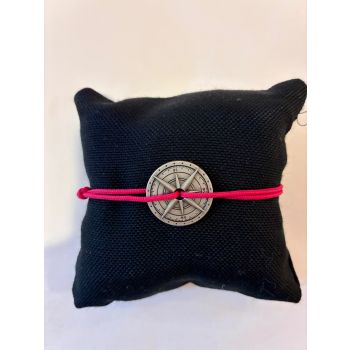 Bracelet fin argent vieilli - Rose fuchsia / Le Vent à la Française