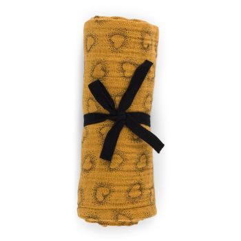 LANGE BIANCA Coeurs pointillés moutarde