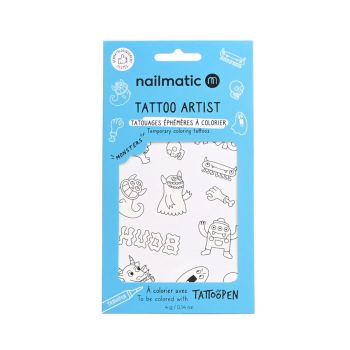 Planche de tatouage à colorier - Monsters - Nailmatic 