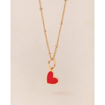 Médaillon Cœur Manon en émail rouge et or fin 24 carats - émoi émoi