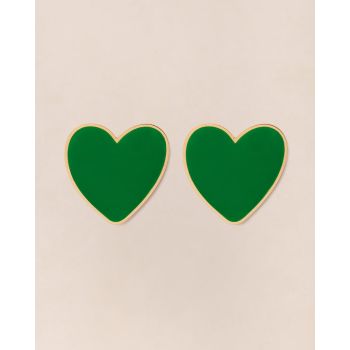 Boucles d'oreilles Big Love émoi émoi - émail vert et or fin 24 carats