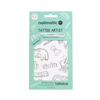 Planche de tatouage à colorier - Dinosaurs - Nailmatic 