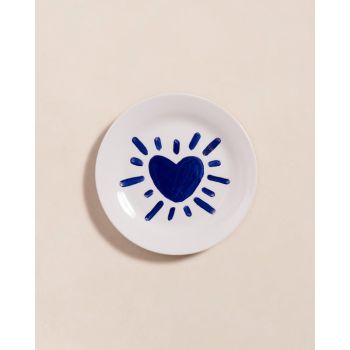 L'assiette Coeur solaire en porcelaine - bleu