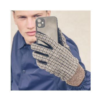 Gants tactiles / laine et cuir adulte - Saga - EVOLG