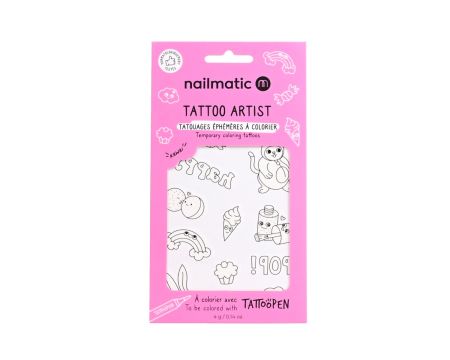Planche de tatouage à colorier - Kawaii - Nailmatic 