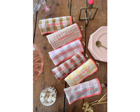 Serviette de table vichy brodée - Maison Bonheur
