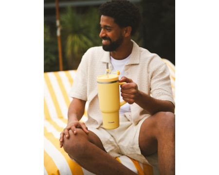 Travel cup isotherme inox matt 900 ml QWETCH - citron