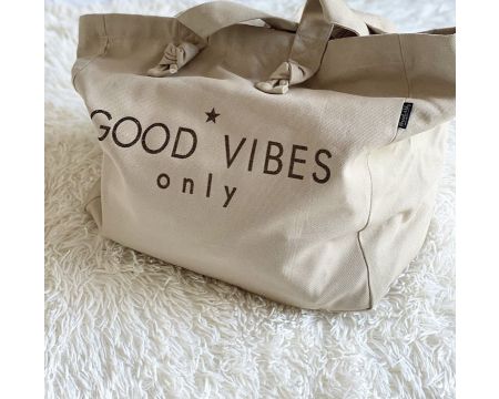 CABAS - beige safari "GOOD VIBES ONLY"