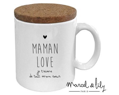 Mug couvercle en liège "MAMAN LOVE"