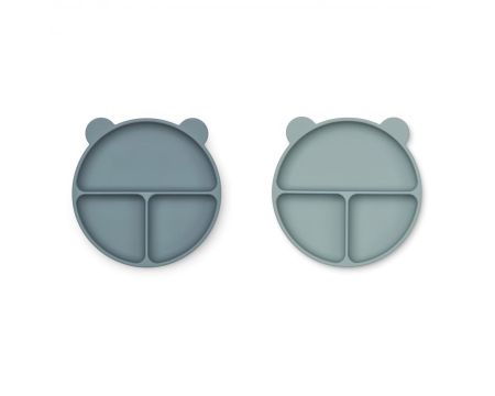 Lot de 2 assiettes compartimentées Merrick LIEWOOD - Whale blue mix