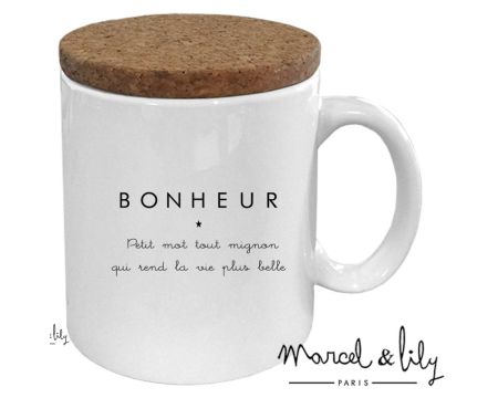 Mug avec couvercle en liège Bonheur MARCEL&LILY