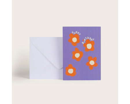 Carte flower birthday Happy birthday