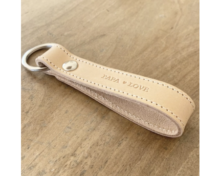 Porte-clé en CUIR NATUREL " PAPA LOVE"