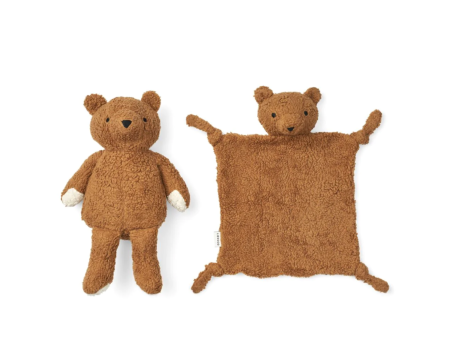 Coffret doudou et peluche Ours LIEWOOD - caramel