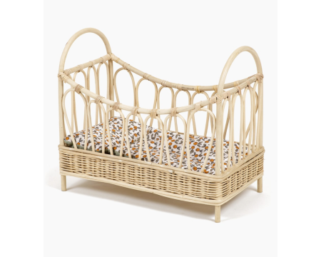 Lit « Jambi » pour poupée MINIKANE + garniture en coton exclusif "Peacocks roses" 