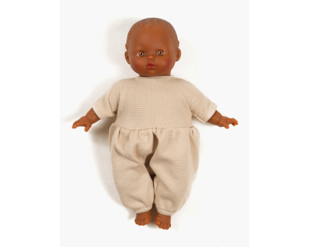 Barboteuse Noa en maille nid d'abeille lin - poupée Babies Minikane