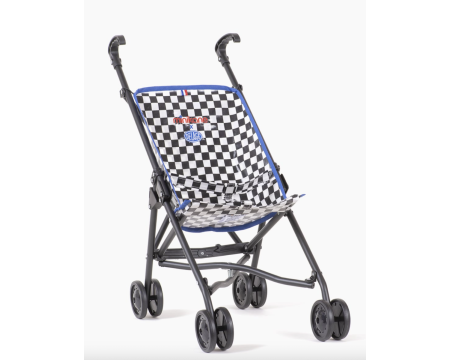 Poussette canne MINIKANE x Delage - Damier noir et blanc biais bleu