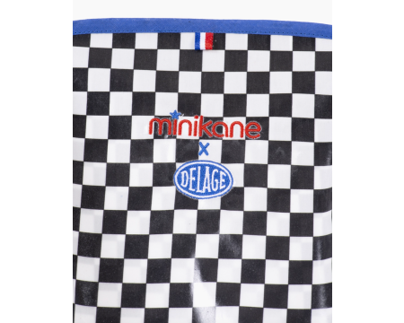 Poussette canne MINIKANE x Delage - Damier noir et blanc biais bleu