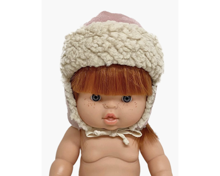 Chapka suédine rose poupée Gordis Minikane