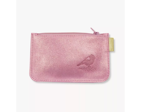 Porte monnaie pailleté cuir BARNABE AIME LE CAFE - Rose bonbon