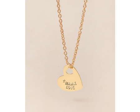 Médaille Mamie love cœur - dorée à l'or fin 24 carats - 15mm