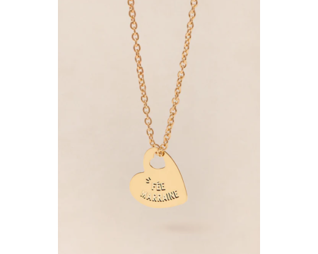 Médaille Mona Fée marraine cœur - dorée à l'or fin 24 carats - 15mm