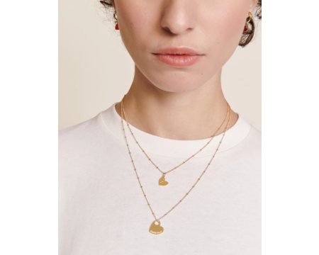 Médaille Mona Je t'aime cœur - dorée à l'or fin 24 carats - 15mm