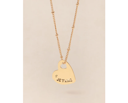 Médaille Mona Je t'aime cœur - dorée à l'or fin 24 carats - 15mm