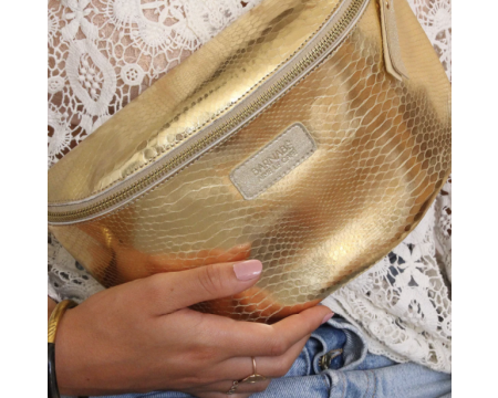 Sac banane en cuir doré croco