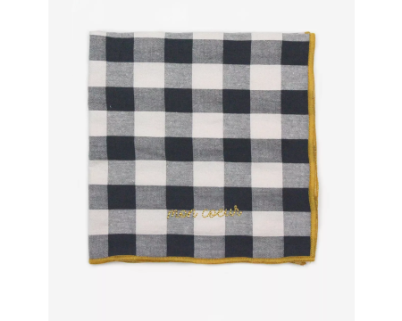Serviette de table vichy brodée réglisse - mon coeur