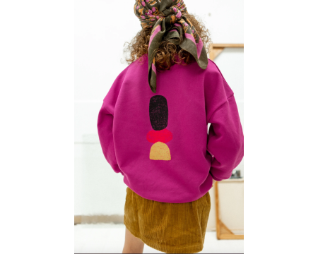 Sweat Ballon Tampon Placé Fuchsia