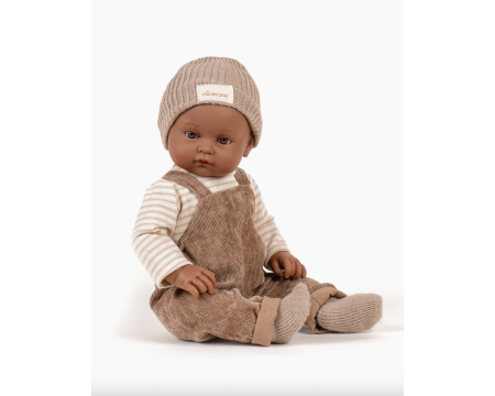 Poupée Augustin - salopette milleraie chataîgne - Bambini