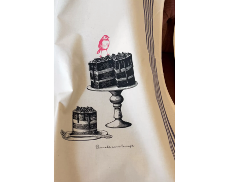 Torchon sérigraphié - Pièce montée - Barnabé aime le café