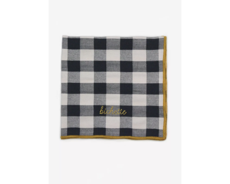 Serviette de table vichy brodée réglisse -  bichette