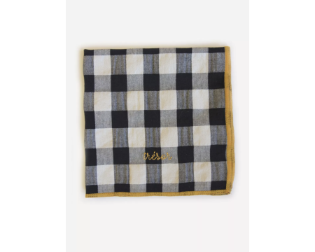 Serviette de table vichy brodée réglisse - trésor