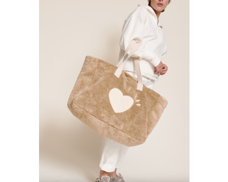 LE CABAS CŒUR EN MOUMOUTE - BEIGE