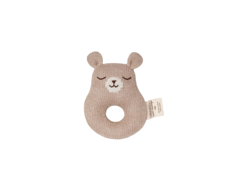 Hochet ourson sable en laine d'alpaga