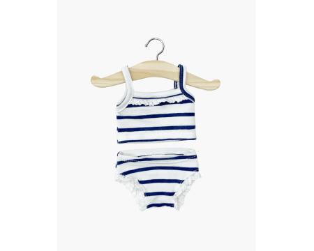 Les P’tits Basiques – Dessous fille en jersey à rayures bleu marine et sa dentelle