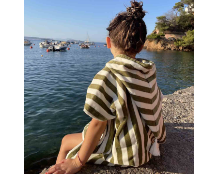 Poncho de bain Suzon Rayures kaki