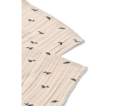 Lot de 2 langes en mousseline Lewis Mini whale / Sandy LIEWOOD