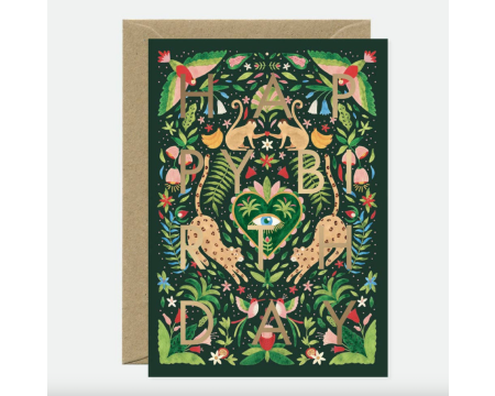Carte Happy Birthday Green Jungle ALL THE WAYS TO SAY