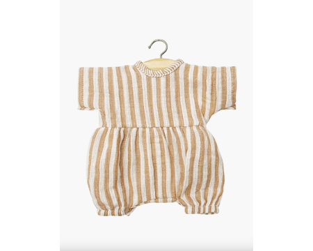 Babies – Barboteuse Noa en gaze de coton à rayures Zéphyr beige